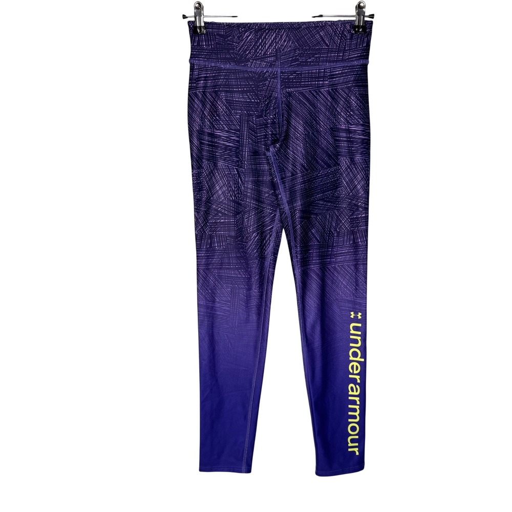 Under Armour ColdGear Purple Ombre‎ Geometric Graphic Leggings Workout Sz XS